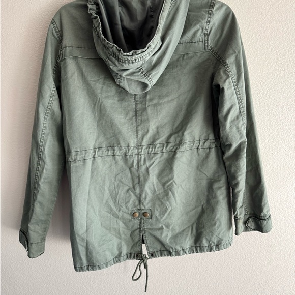 Ambiance Muted Olive Green Hooded Utility Jacket  - Size Medium - Picture 3 of 7